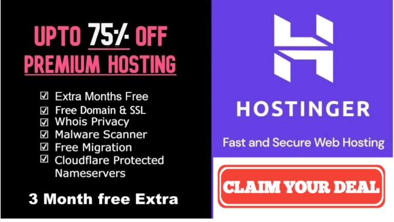 Hostinger: Affordable Web Hosting for Your Website - Up to 75% Off Hosting, Free Domain, Free Website Migration, 3 Months Free, 24/7 Customer Support